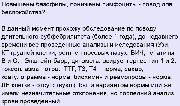 Повышены базофилы в крови у мужчины причины